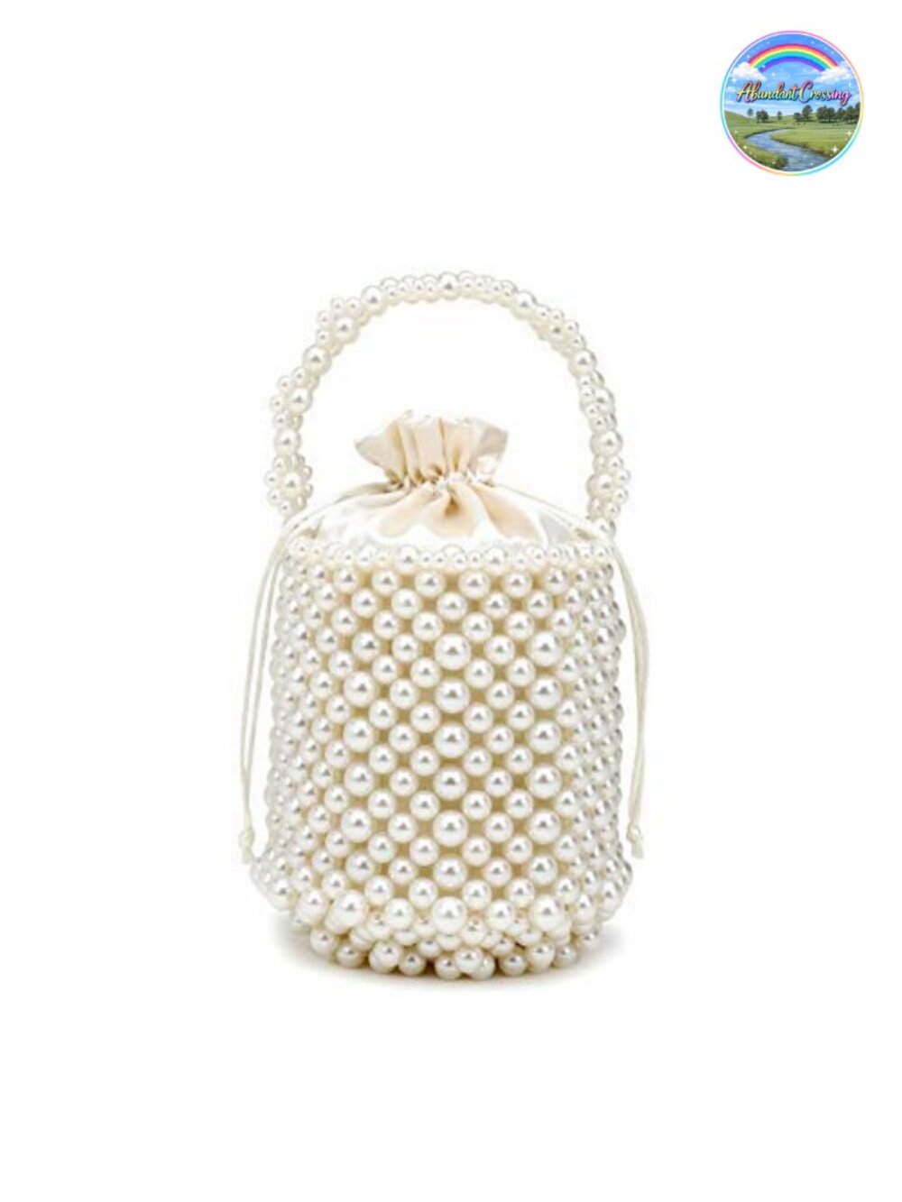 Pearl Beaded Bucket Bag Top Handle Evening Clutch for Women Wedding